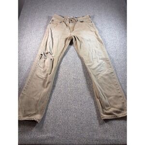 Levi's 505 Jeans Mens Tan Regular Fit Distressed Button Fly W33 L32